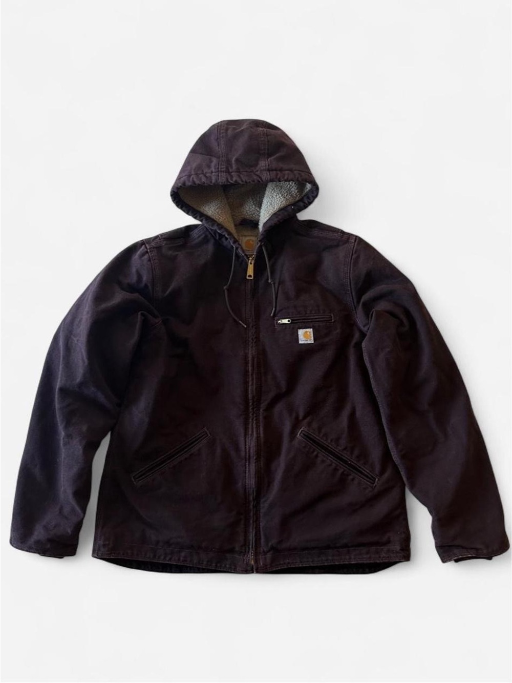 Carhartt WJ141 Deep Wine Sandstone Sierra Sherpa Lined Duck Jacket M
